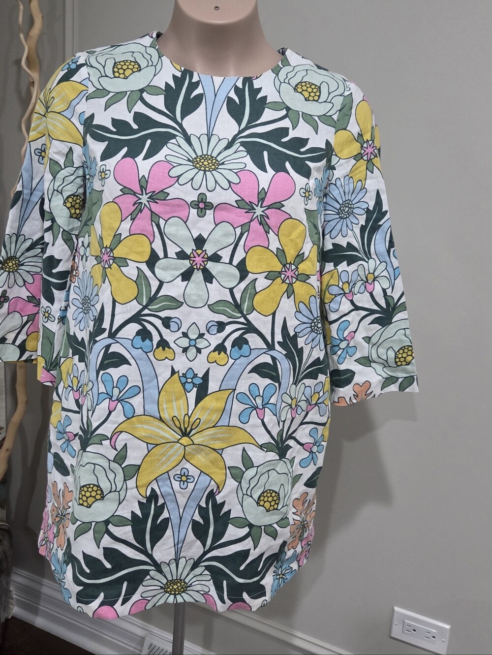 Boden Women's Floral Mini Shift Linen Dress in Multi sz.10 - Picture 3 of 10